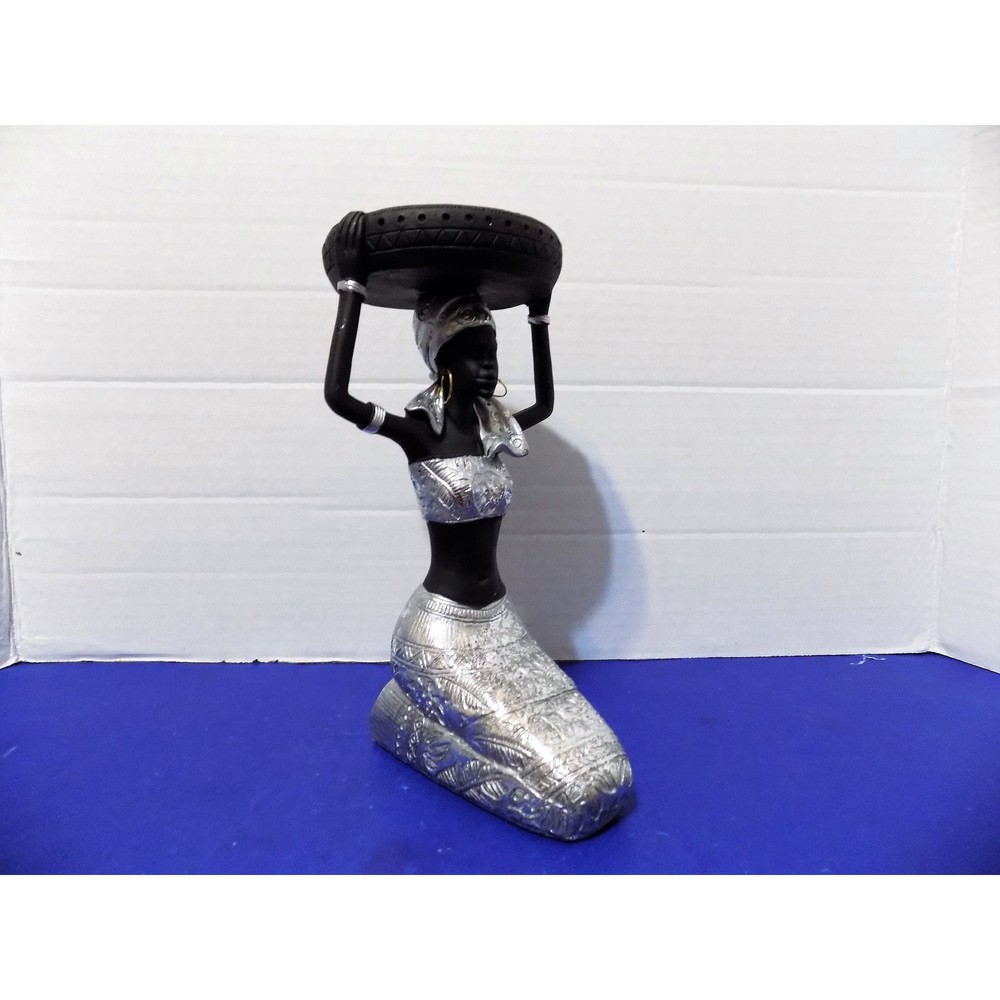 NEW Black African Queen Statue Figurine Candle Holder